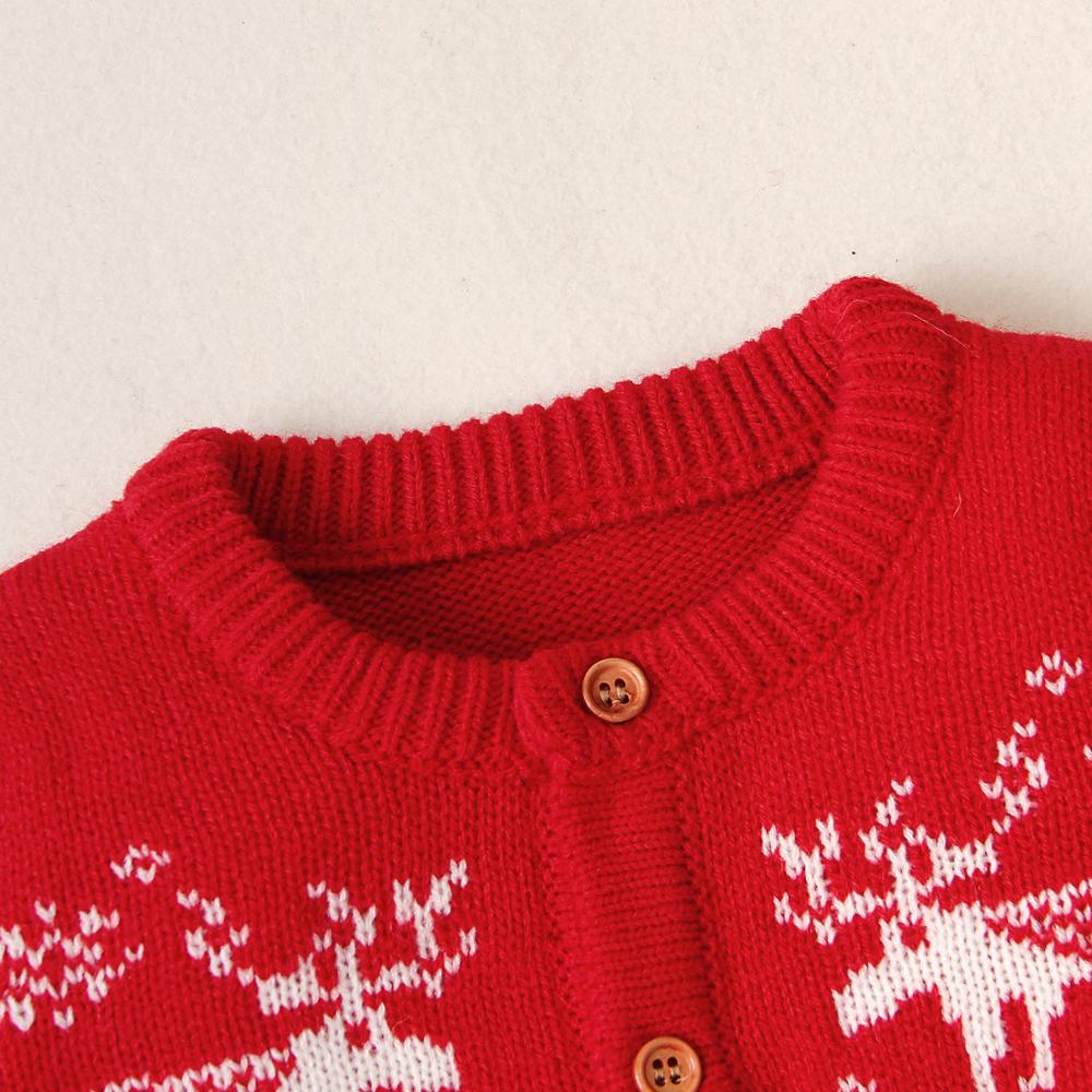 Christmas Elk Pattern Baby Unisex Rompers Pajamas Winter Knitted Longsleeve Newborn Jumpsuits