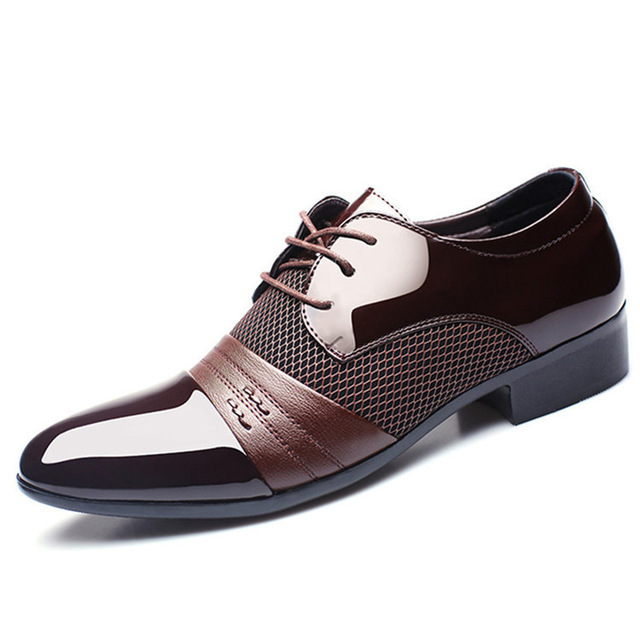 Men Leather Shoes Oxford PU Leather Dress Shoes Business Flat Formal Shoes Breathable Wedding Shoes