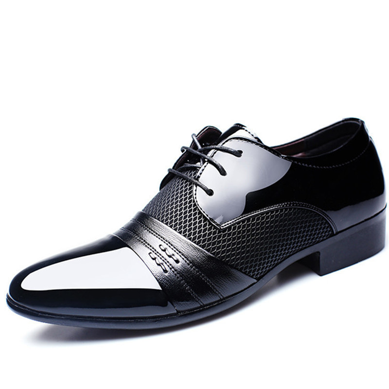 Men Leather Shoes Oxford PU Leather Dress Shoes Business Flat Formal Shoes Breathable Wedding Shoes