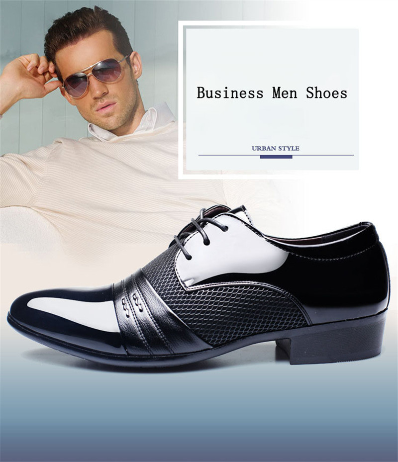 Men Leather Shoes Oxford PU Leather Dress Shoes Business Flat Formal Shoes Breathable Wedding Shoes