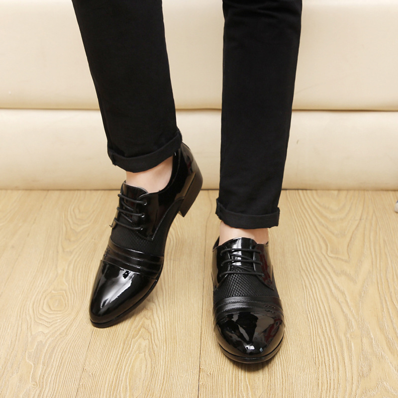 Men Leather Shoes Oxford PU Leather Dress Shoes Business Flat Formal Shoes Breathable Wedding Shoes