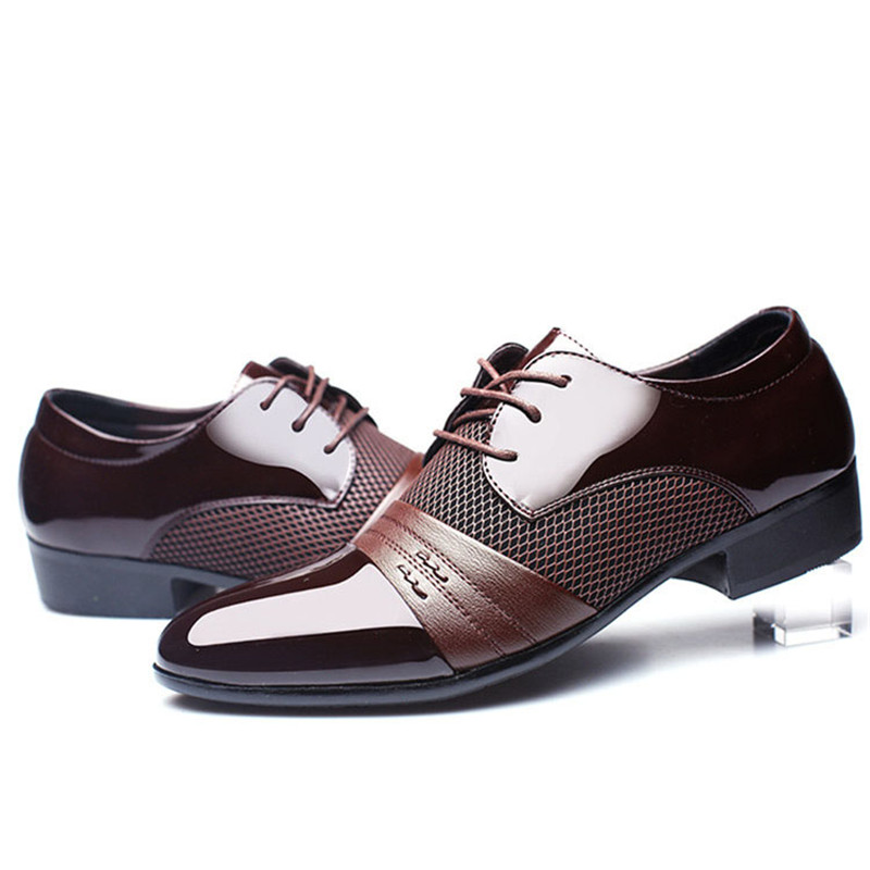 Men Leather Shoes Oxford PU Leather Dress Shoes Business Flat Formal Shoes Breathable Wedding Shoes