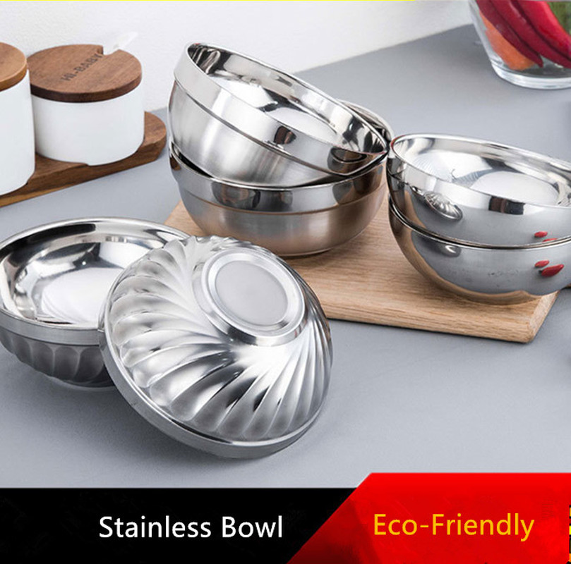 Food Grade Bowl Anti-Rust Stainless Steel Classic Edge Resistant Safe Kids Bowl BPA Free
