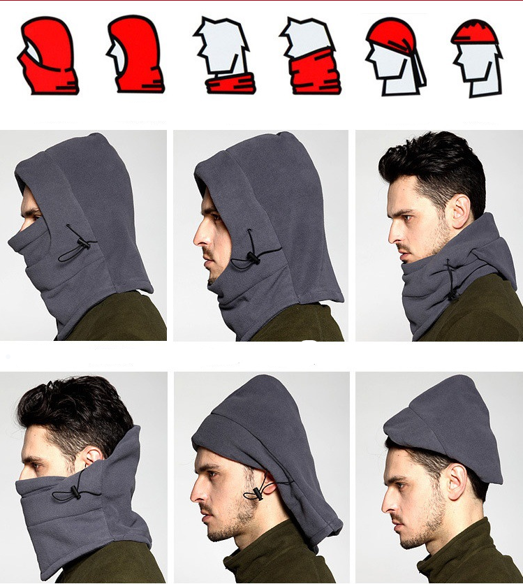 Tactical Fleece Hat Neckwear Multifunction Hood Winter Thermal Face Mask Collar Motorcycle Ride Cap