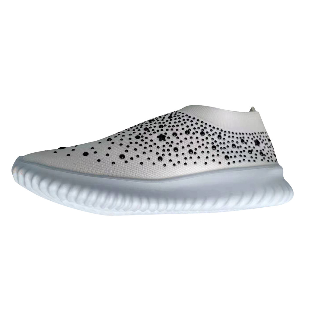 Women's Crystal Fashion Sneakers Ladies Ankle Slip On Sport Shoes Flat Loafers Casual Sock Shoes