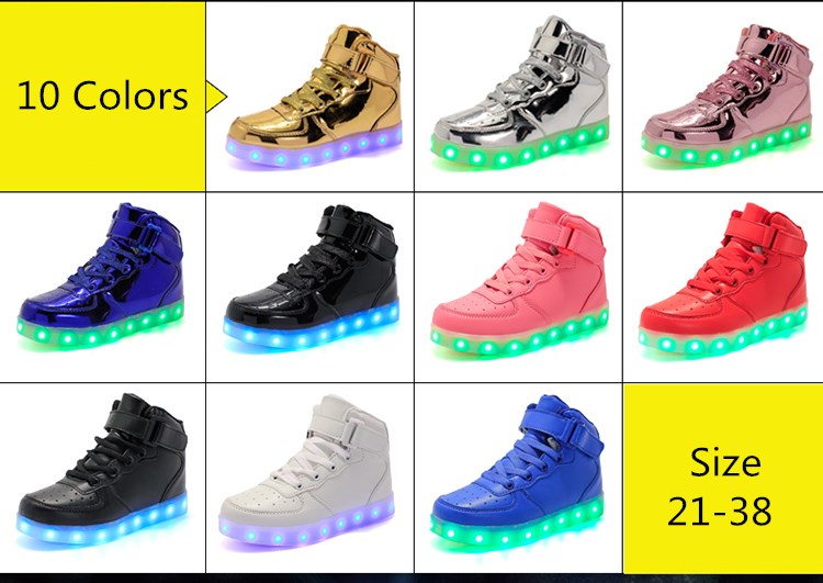 10 Colors USB Charging Led Luminous Glowing Sneakers Children Shoes Light Up Kids Girls Boys Boots