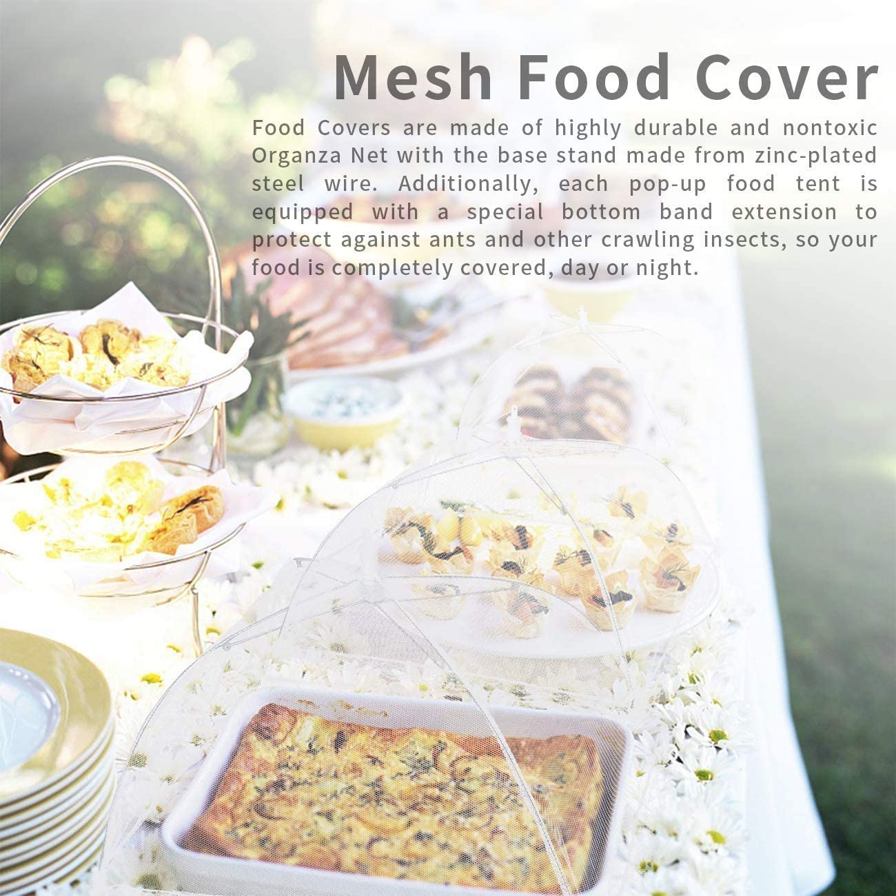 2Pcs Household Food Umbrella Cover Picnic Barbecue Party Anti Mosquito Fly Net Tent For Dinner Table