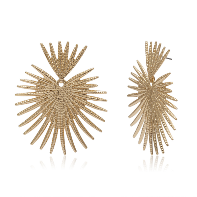 Personality simple fan-shaped exaggerated tassel geometric earrings