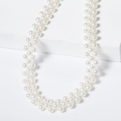 Fashion street shoot temperament handmade geometric imitation pearl short necklace