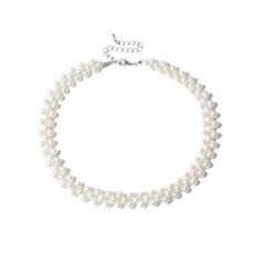 Fashion street shoot temperament handmade geometric imitation pearl short necklace