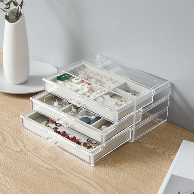 European style transparent drawer earring ring desktop storage box