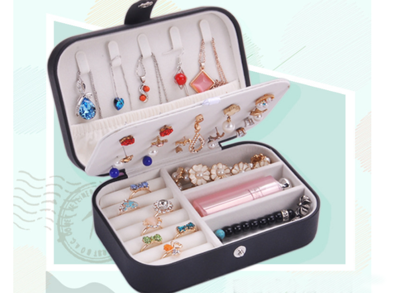 European-style leather double-layer jewelry storage box