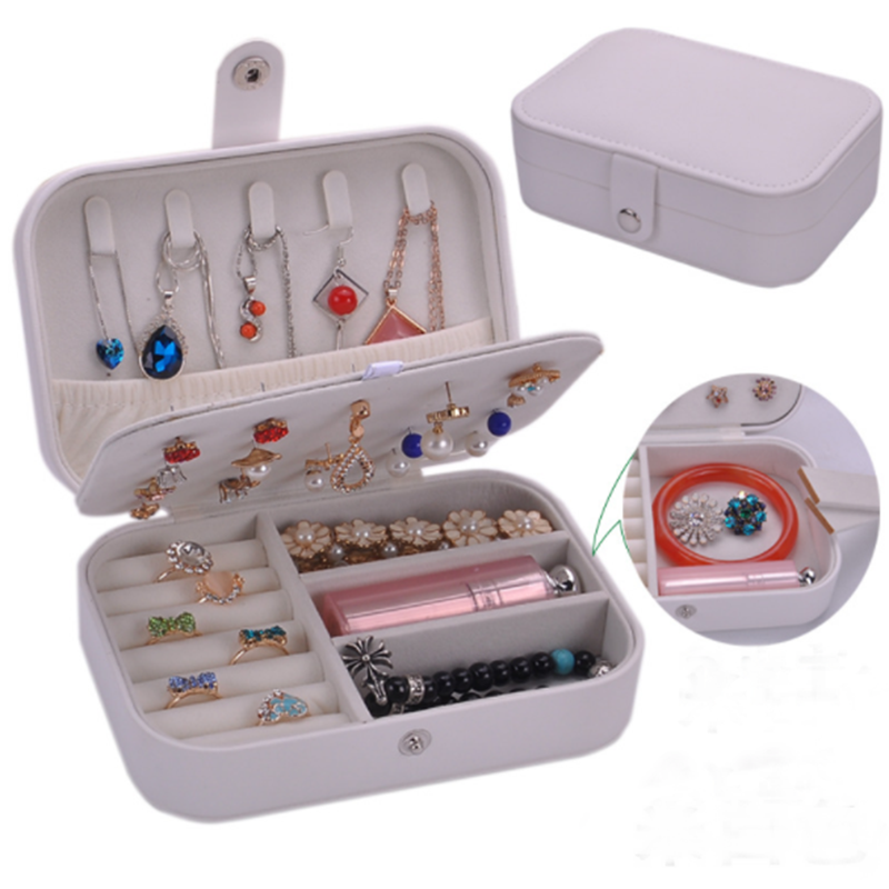European-style leather double-layer jewelry storage box