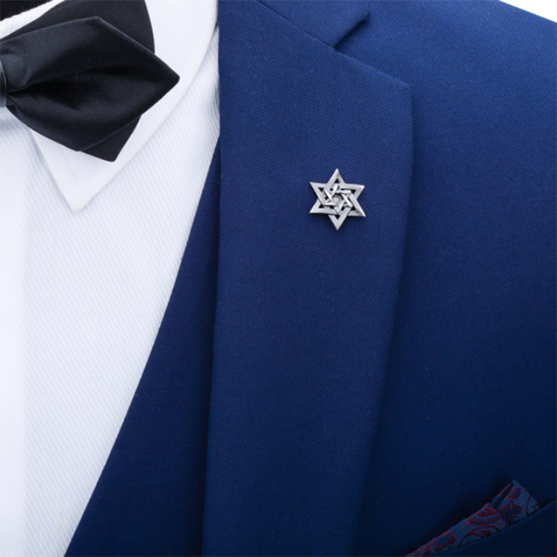 Men's Mini Suit Delicate Wild Hex Star Collar Pin