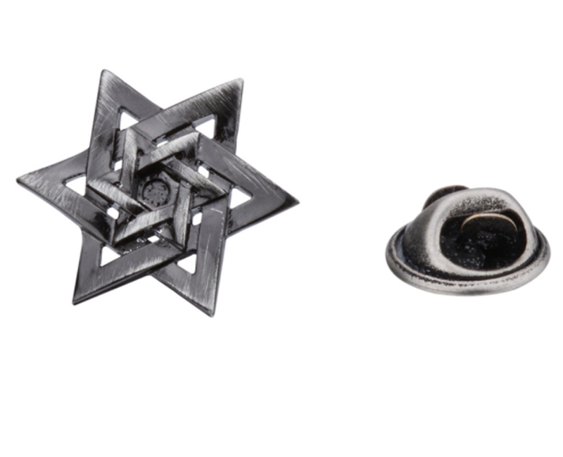 Men's Mini Suit Delicate Wild Hex Star Collar Pin