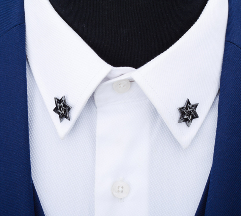 Men's Mini Suit Delicate Wild Hex Star Collar Pin
