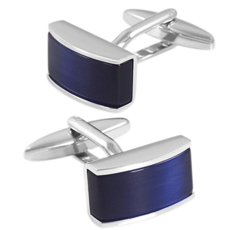 Blue Men's French Cat Eye Gemstone Cufflinks