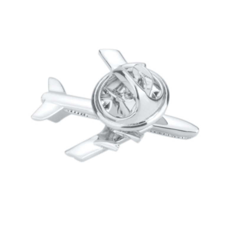 European and American silver men's delicate retro airplane brooch