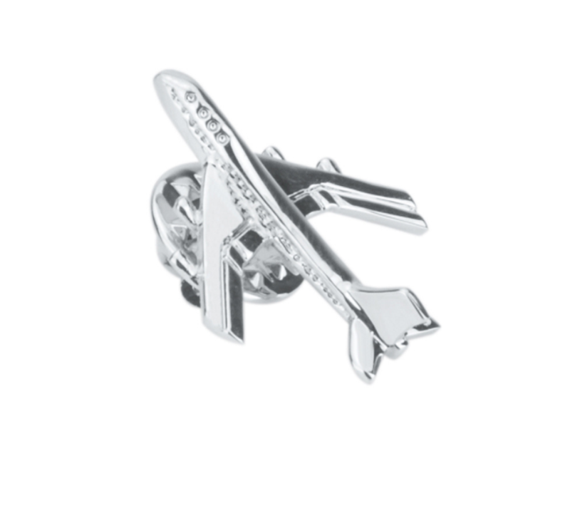 European and American silver men's delicate retro airplane brooch