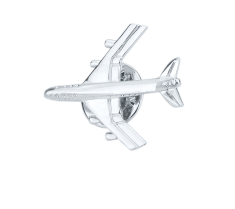 European and American silver men's delicate retro airplane brooch