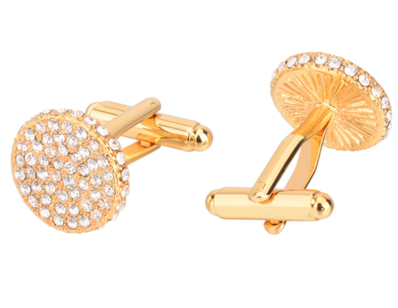 Men's and women's business wild gold and diamond round crystal cufflinks