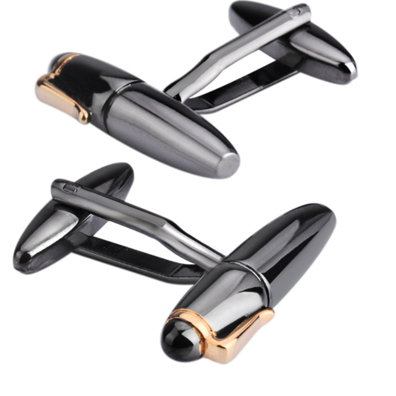 New Men's Metal Gun Black Pen Cufflinks