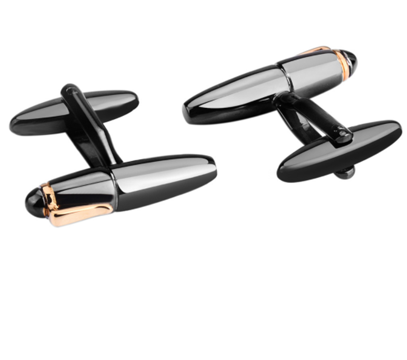 New Men's Metal Gun Black Pen Cufflinks