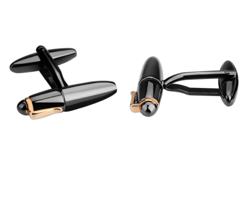 New Men's Metal Gun Black Pen Cufflinks