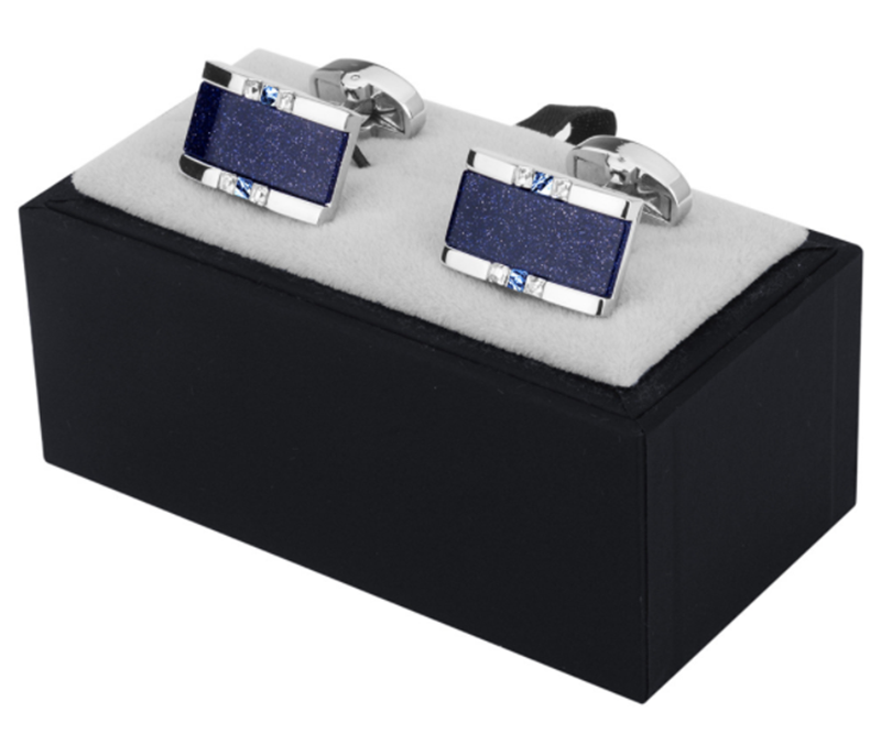 Men's Premium Business Luxury Rectangular Blue Sandstone Crystal Wedding Cufflinks