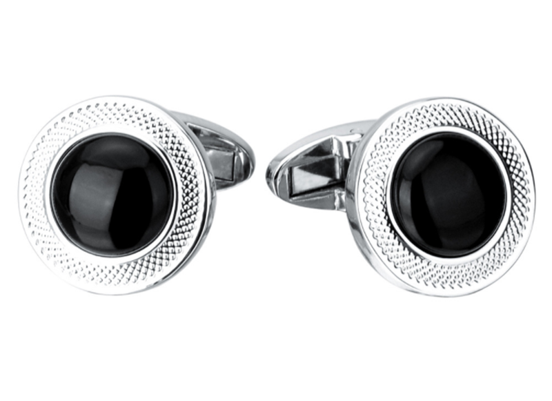 Metal Round Agate Men's Suit Shirt Cufflinks