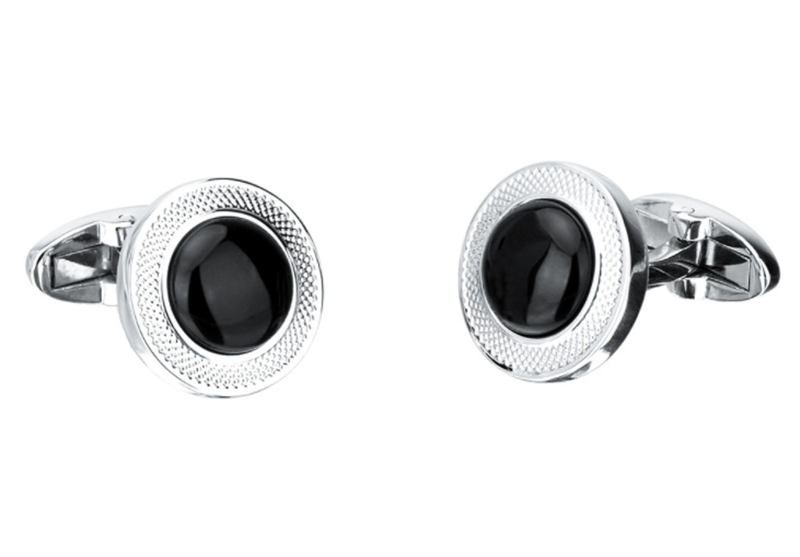 Metal Round Agate Men's Suit Shirt Cufflinks