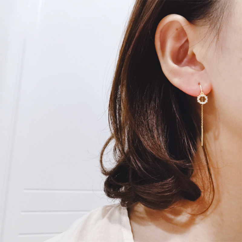 S925 Korean style long simple sterling silver circle tassel earrings