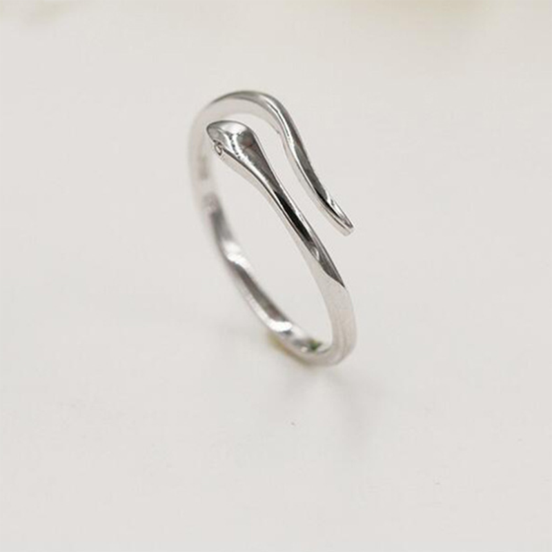 s925 sterling silver Japan and South Korea cute glossy cute snake ring