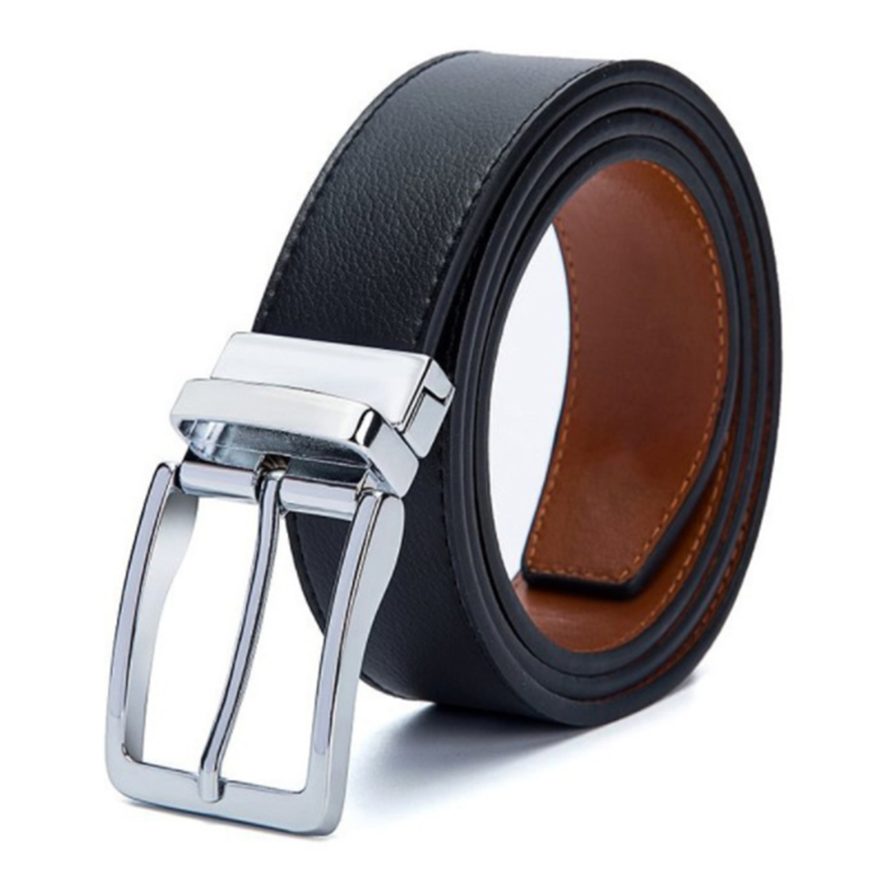 Fashion casual double sided pure leather cowhide pin buckle men's belt