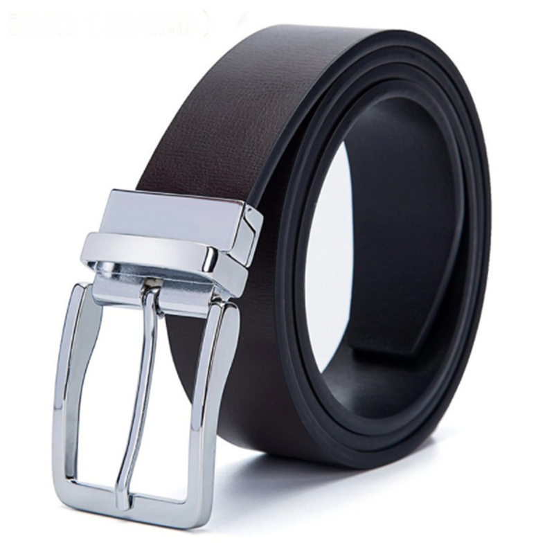 Fashion casual double sided pure leather cowhide pin buckle men's belt