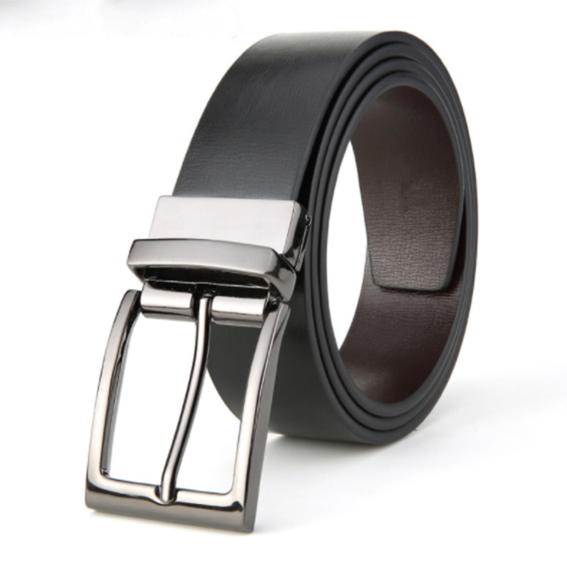 Fashion casual double sided pure leather cowhide pin buckle men's belt