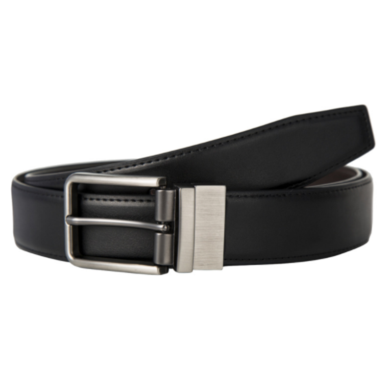 Reversible leather cowhide men's rotating buckle belt