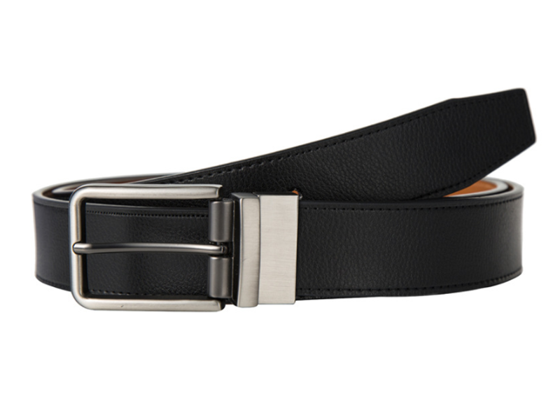 Reversible leather cowhide men's rotating buckle belt