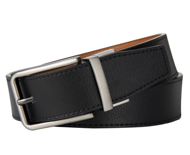 Reversible leather cowhide men's rotating buckle belt