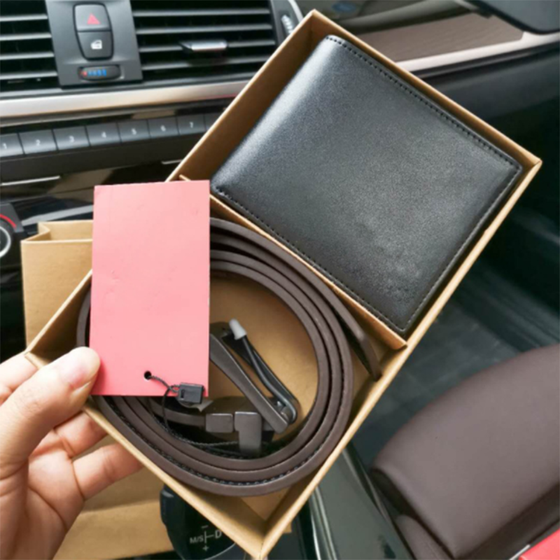Men's wallet leather belt pin buckle gift box set
