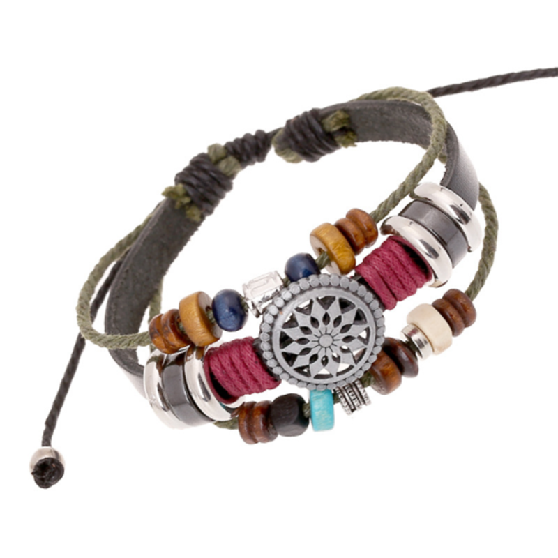 Fashionable Beaded Leather Bracelet (Men's Others)