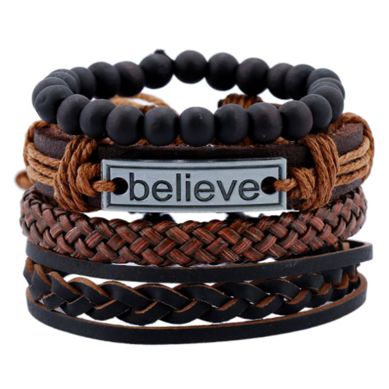 European and American vintage woven diy leather bracelet (men's others)