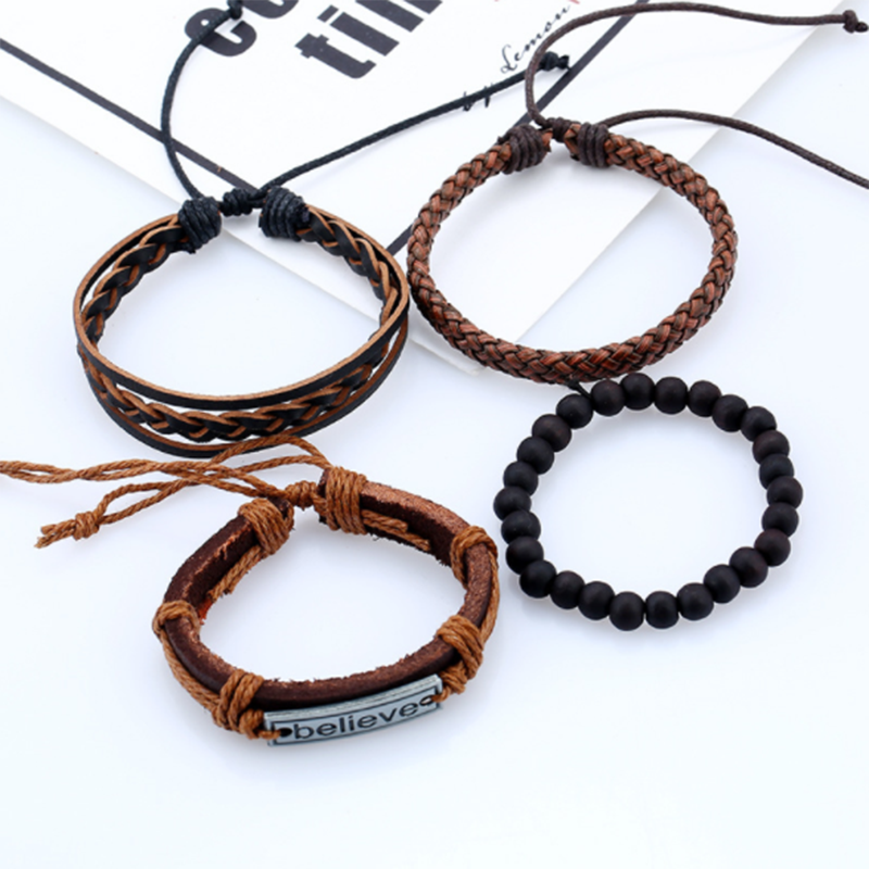 European and American vintage woven diy leather bracelet (men's others)