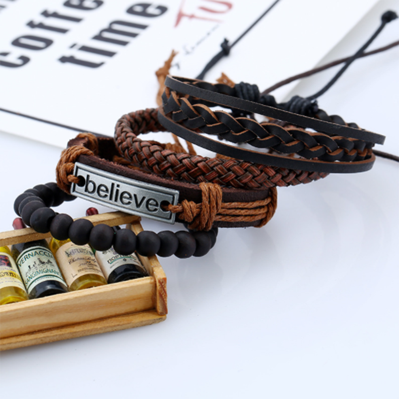 European and American vintage woven diy leather bracelet (men's others)