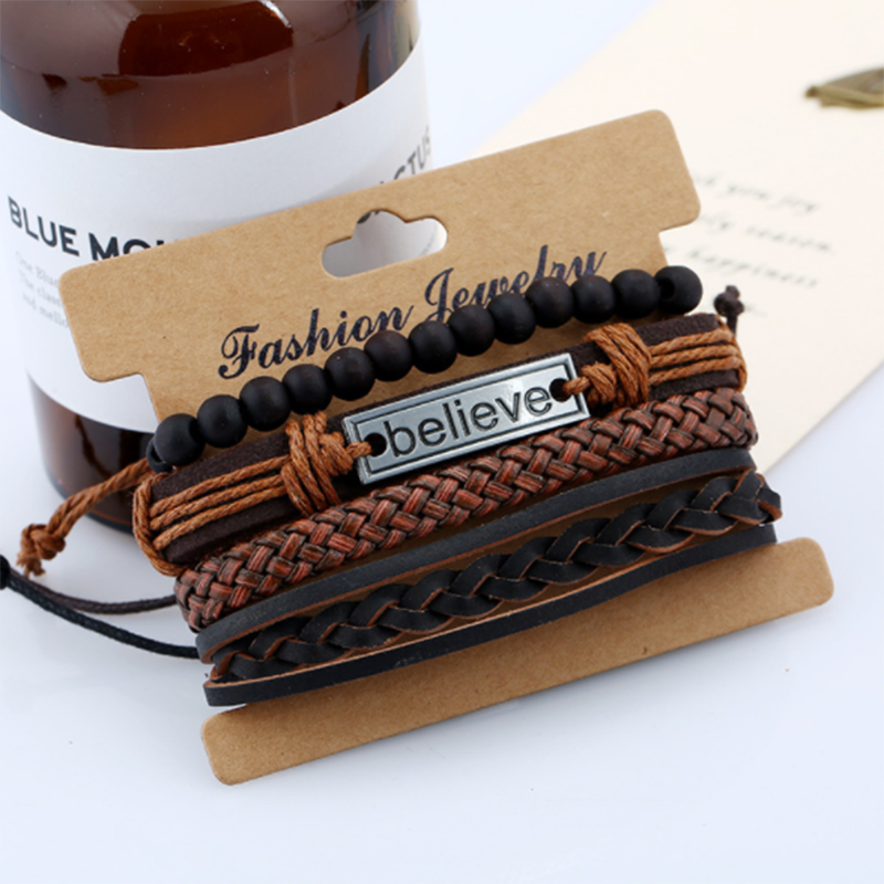European and American vintage woven diy leather bracelet (men's others)