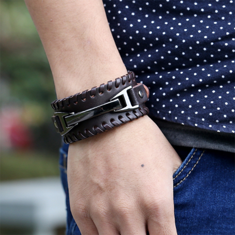 Punk Men's Woven Leather Bracelet (Men's Others)