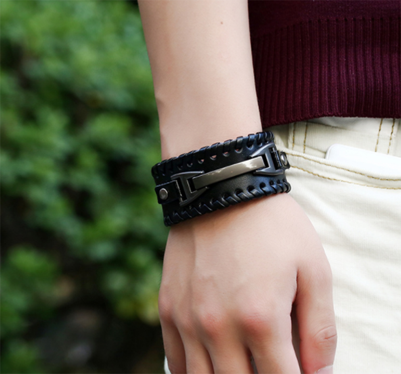 Punk Men's Woven Leather Bracelet (Men's Others)