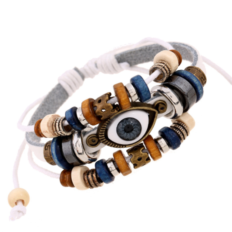 European and American Beaded Eye Cowhide Adjustable Bracelet (Men's Others)