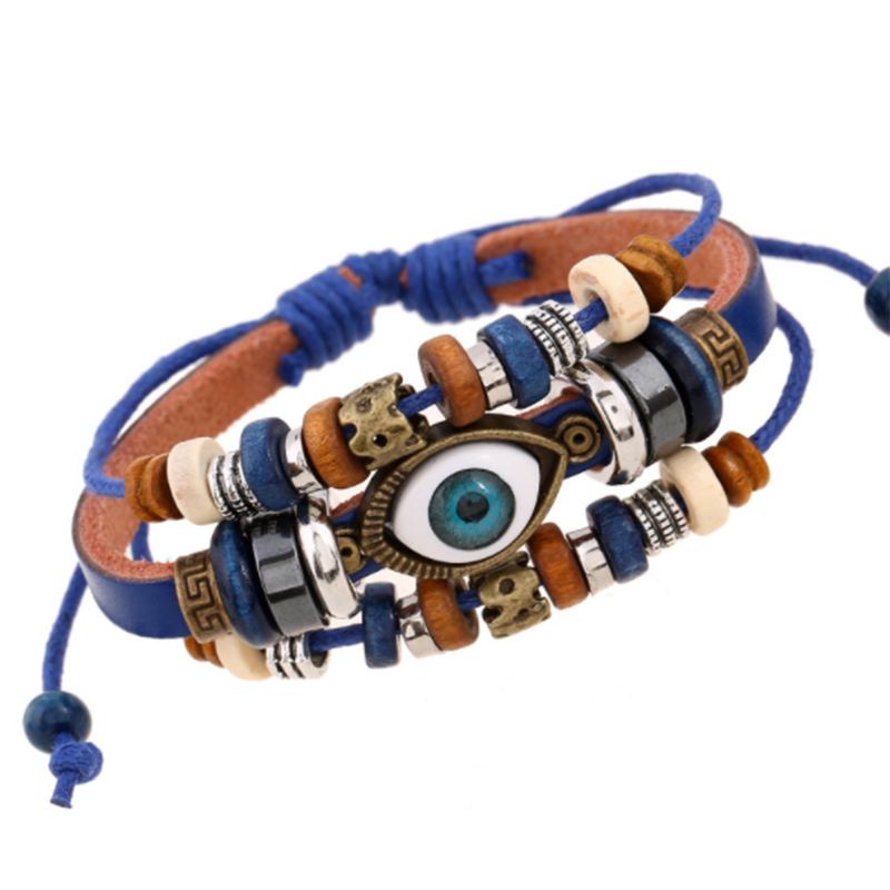 European and American Beaded Eye Cowhide Adjustable Bracelet (Men's Others)