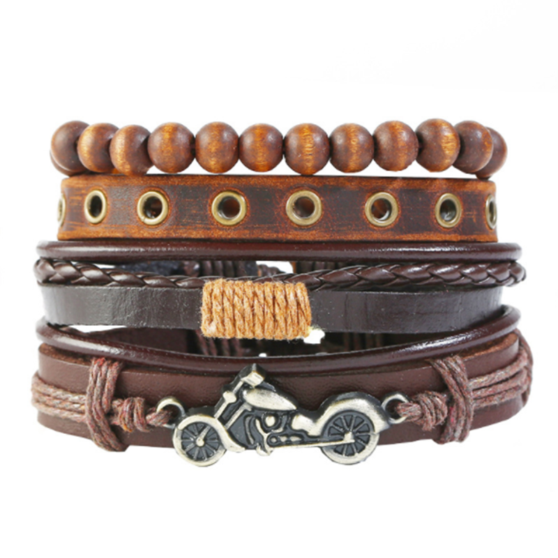 New Vintage Woven 4-Piece Cowhide Bracelet (Men's Other)